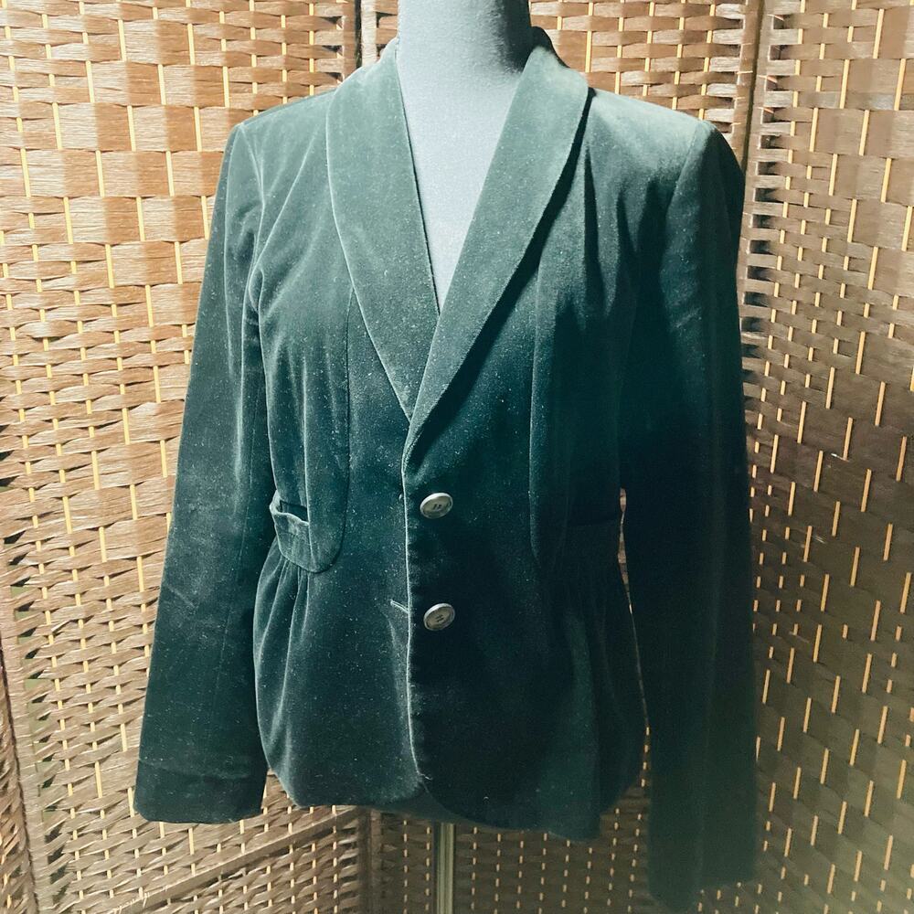 J Crew Women Sz 10 Black Velvet Velour Eden Blazer Jacket Lined. Pre-Owned